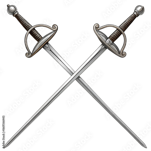 Crossed swords for historical drama, adventure, or fantasy themes evoke courage, strength, and tales of epic battles and valiant knights