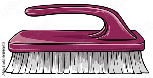 Burgundy Scrubbing Brush with Gray Bristles Cleaning Tool for Scrubbing Surfaces