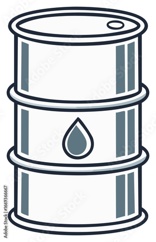 Industrial oil barrel with liquid drop symbol vector illustration