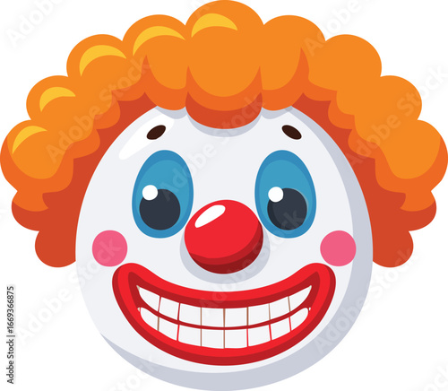 Scary clown face in flat cartoon