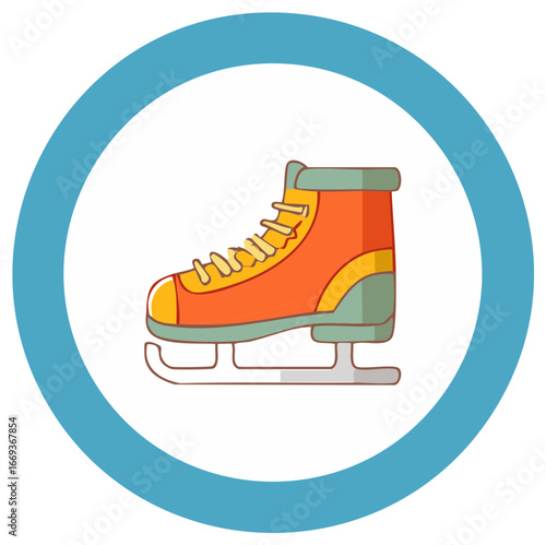 Vibrant Flat Design Ice Skate Icon Symbolizing Winter Sports and Seasonal Activities