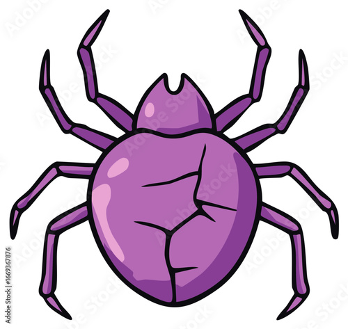 Stylized purple tick or spider mite vector illustration in a cartoon style
