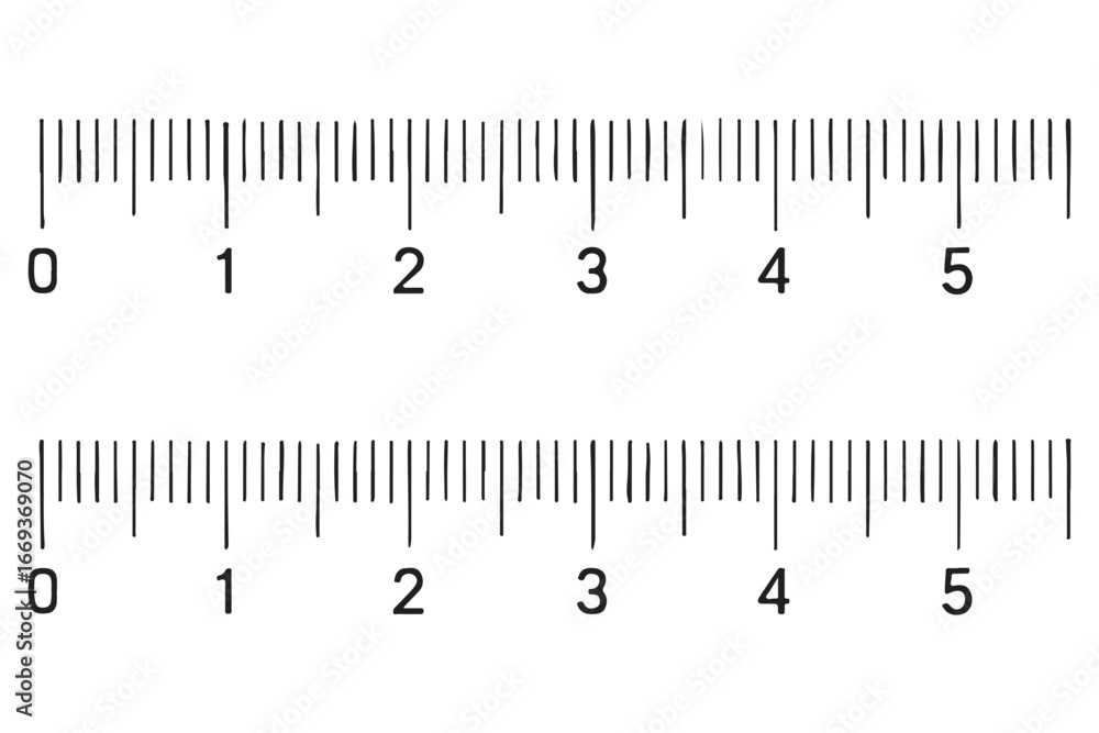 Illustration of two rulers with inch markings isolated on white background Illustration of two rulers with inch markings isolated on white background
