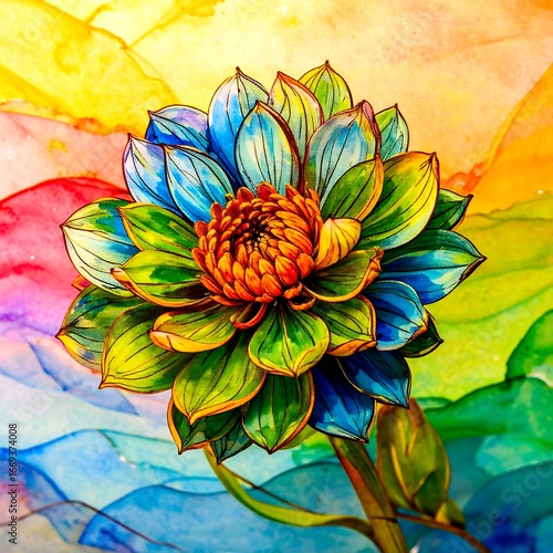 Vibrant floral art on abstract background