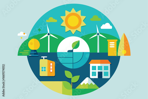 Sustainable Living Concept with Renewable Energy and Eco Friendly Environment