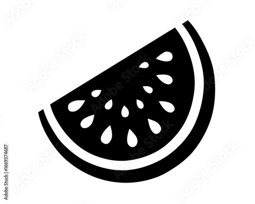Silhouette of a split watermelon. Vector illustration isolated on a white background.
