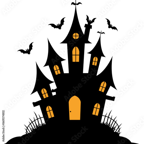halloween castle vector illustration
