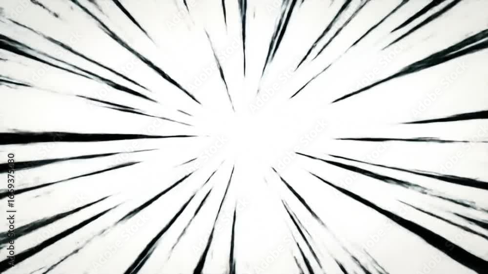 dramatic comic radial speed lines animation in black over plain white background