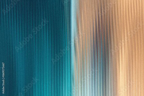 A textured abstract background features a gradient transition from deep teal to warm sandy beige, with vertical lines creating a sense of depth and movement