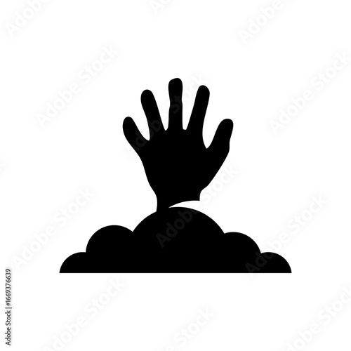 A hand emerges from the earth, a symbolic representation of resurrection or escape.