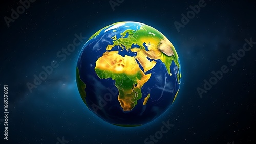 Earth globe floating in starry space, representing our planet's beauty and vastness.