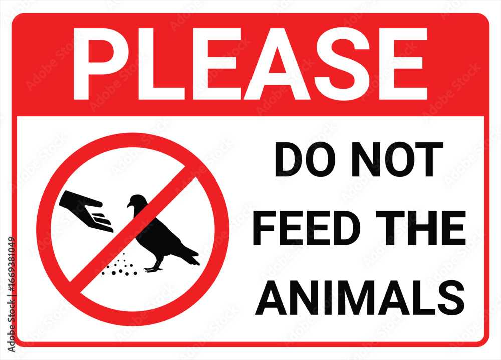 Do not feed animals sign, red square sign-25 Do not feed animals sign, red square sign-25