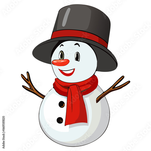 simple minimalist cartoon snowman vector illustration 