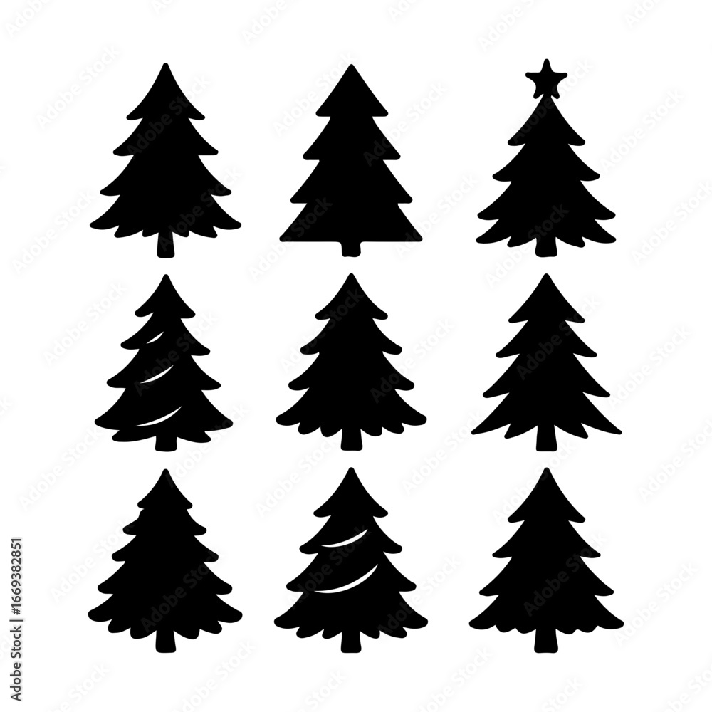 Obraz premium set of christmas tree vector silhouette art illustration