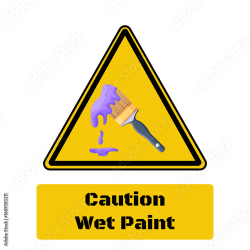 caution wet paint sign