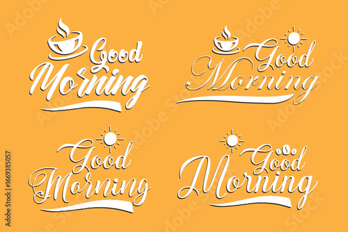 Hand drawn lettering phrase good morning isolated on white background