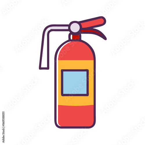 Fire extinguisher icon in red and yellow cartoon style