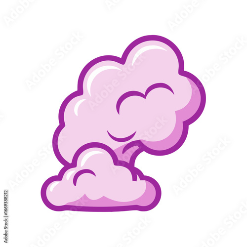 Pink smoke cloud icon in cartoon style on white background