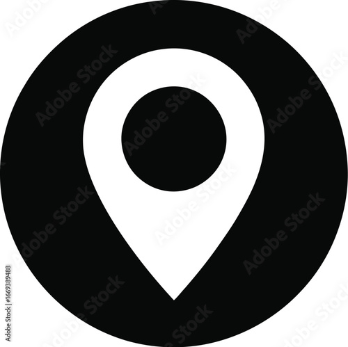 Black and white location marker icon navigation