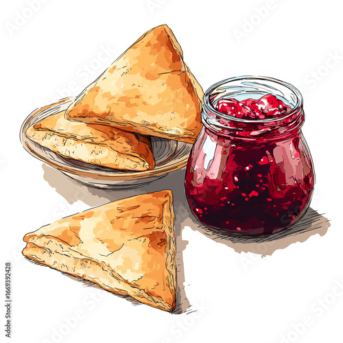 Traditional Bannock Bread with Raspberry Jam