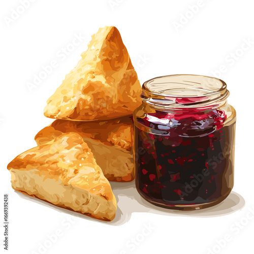 Traditional Bannock Bread with Raspberry Jam