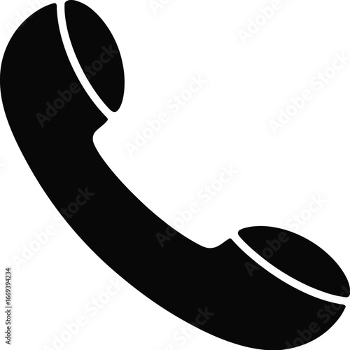 Black telephone handset communication white