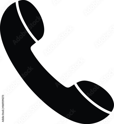 Black telephone handset communication white