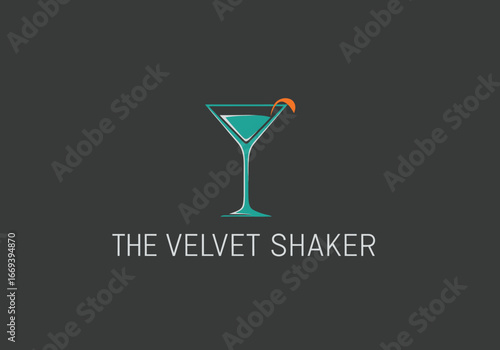 Elegant logo featuring a teal martini glass with an orange garnish, representing a cocktail bar.