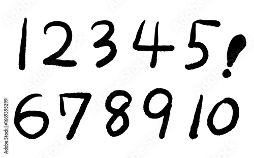 丸みのある手書き風の数字セット