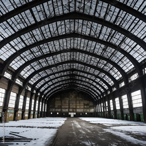 abandoned soviet hangars in winter