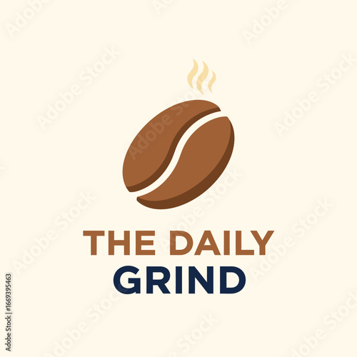 Logo for a coffee shop called "The Daily Grind" featuring a stylized coffee bean graphic.