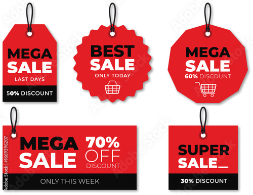 Red Sale Tags: Bold red sale tags beckon, each a unique herald of discounts and savings. From Mega Sale announcements to percentage-off offers.