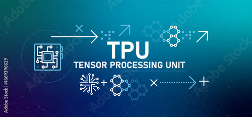 Tensor Processing Unit TPU microchip with an integrated circuit specialized processor to accelerate machine learning for deep learning tasks and showcases its role in modern AI hardware infrastructure