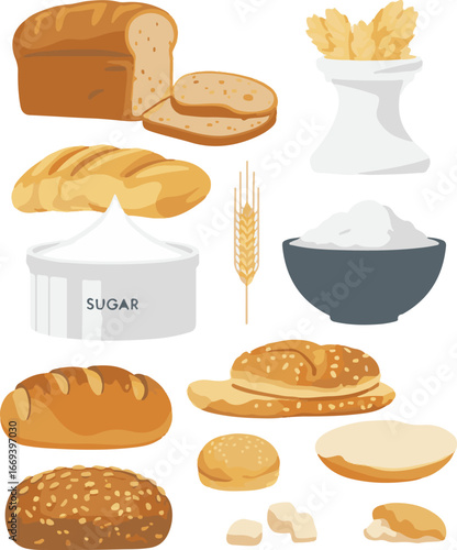 set of different kinds of bread