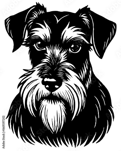 Charming miniature schnauzer portrait captures friendly personality and loyal spirit for any pet lover