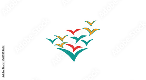 abstract birds flying, colorful bird logo, flock of birds, nature flight, freedom symbol, illustration Free Download abstract birds flying, colorful bird logo, flock of birds, nature flight, freedom symbol, illustration - GFXLoad