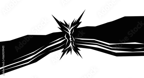 abstract black and white impact collision burst, energy explosion, dynamic clash, powerful force, striking, intense fight, powerful movement