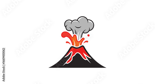 cartoon volcano erupting lava hot magma smoke mountain peak