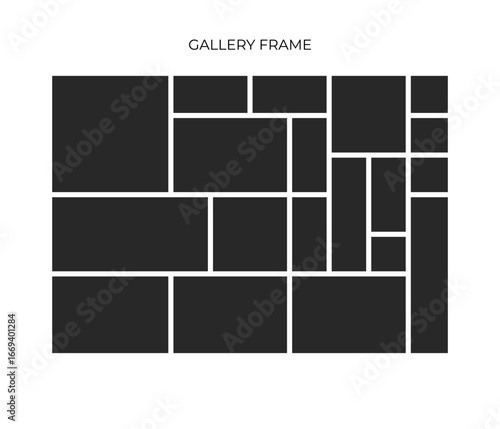 A design element representing a photo grid, used to combine several pictures into one visual composition.