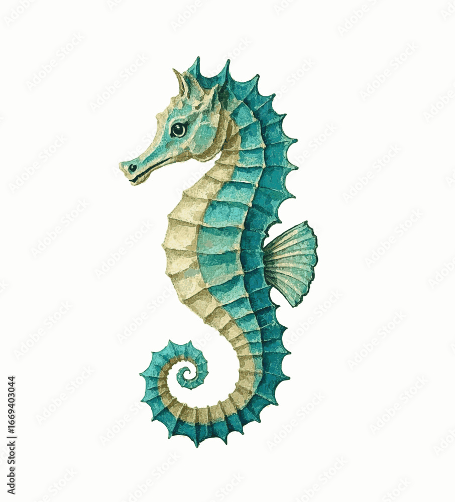 Fototapeta premium Current-Borne sea horse isolated watercolor vector illustration svg