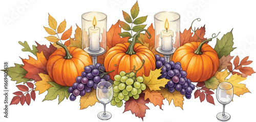  Thanksgiving and Fall Harvest Decoration with Leaves and Gourds