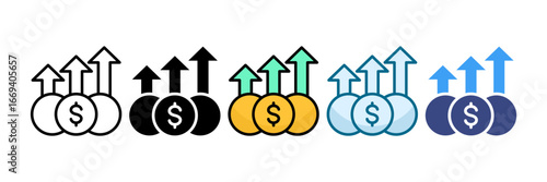 Revenue Increase Icon Set Multiple Style Collection