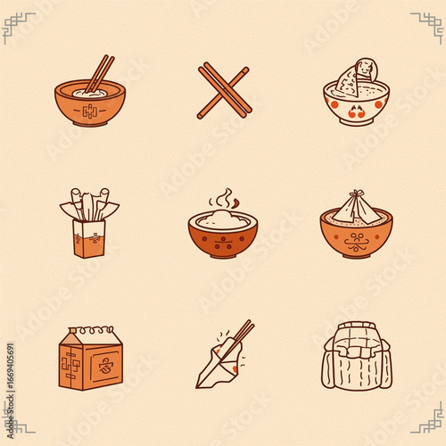 Set of icons of food