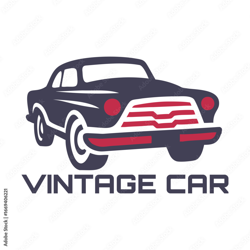 Obraz premium Vintage car, Car, Car rent, classic car vector premium logo