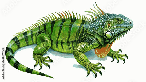 Sun-Baked Sentinel iguana isolated watercolor vector illustration svg
