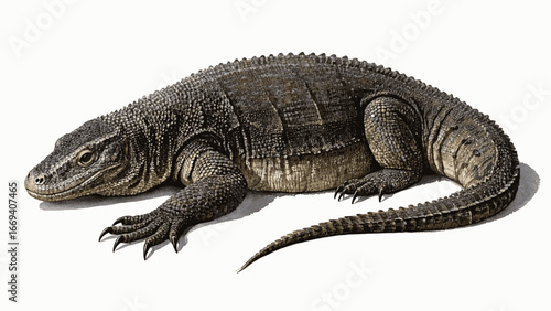 Island King Komodo dragon isolated watercolor vector illustration svg