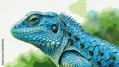 Azure Alchemy blue chameleon isolated watercolor vector illustration svg