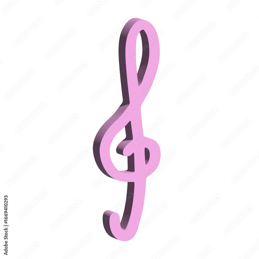 3d treble clef. Hand drawn musical symbol. Single element for print, web, design, decor, logo 3d treble clef. Hand drawn musical symbol. Single element for print, web, design, decor, logo