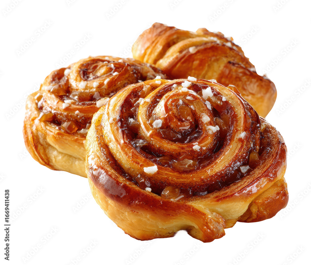 Fototapeta premium Baking sweet cinnamon rolls kitchen food cozy space isolated on transparent background