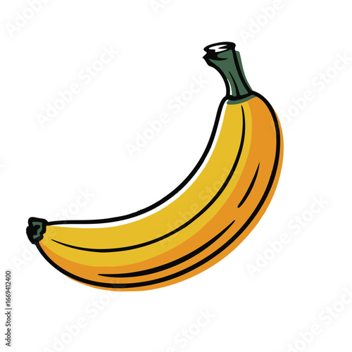 Continuous line of a Banana .Single one line art of wild Banana , One continuous line illustration of an Banana isolated on white background.